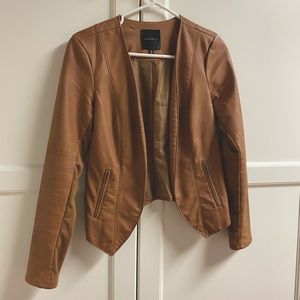 Tan Short Faux Leather Jacket from Dynamite. Great condition. Worn once.